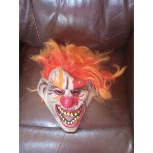 Clown Mask Halloween  Costume Latex Mask Orange Hair